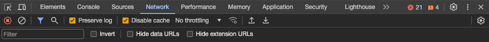 View of the configured Chrome Developer Tools