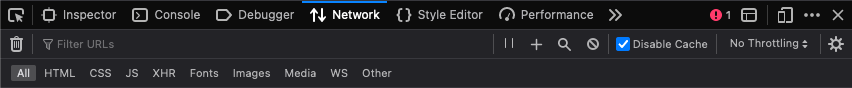 View of the configured Firefox DevTools